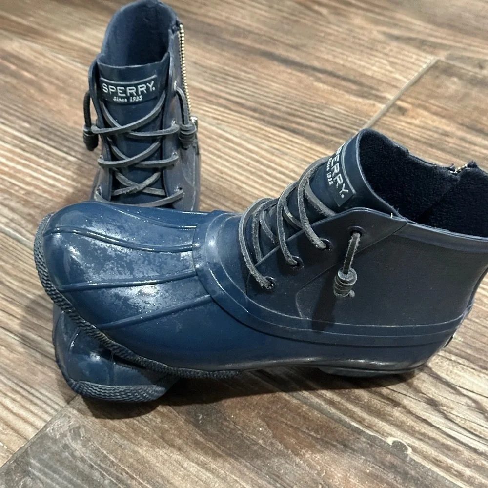 Sperry Navy Salt Water Duck Rain Boots - Picture 3 of 8